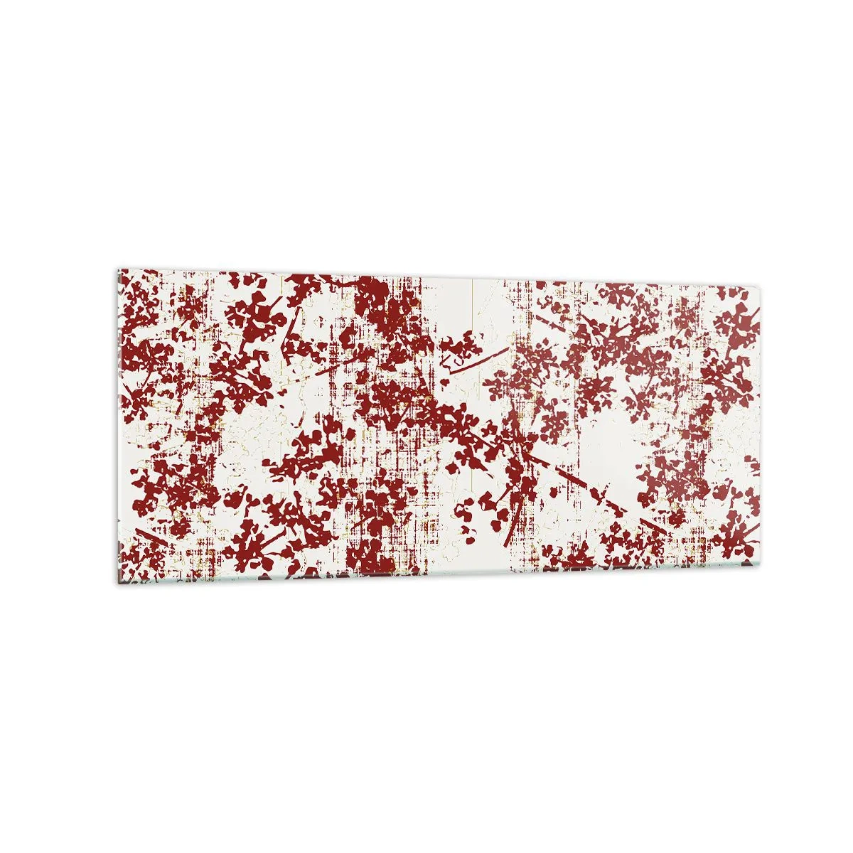 Impression sur verre - Image sur verre - Fleurs rouges sur fond blanc dans un style artistique - 120x50cm - Comme un calicot ancien - Décoration murale moderne pour le salon et la chambre ARTTOR