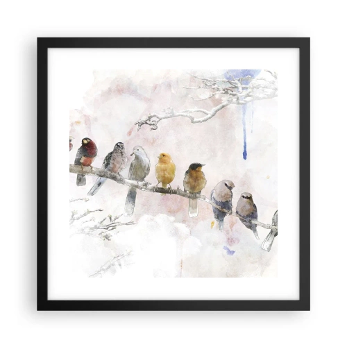 Affiche dans un cadre noir - Poster - Rencontre ailée - 40x40 cm