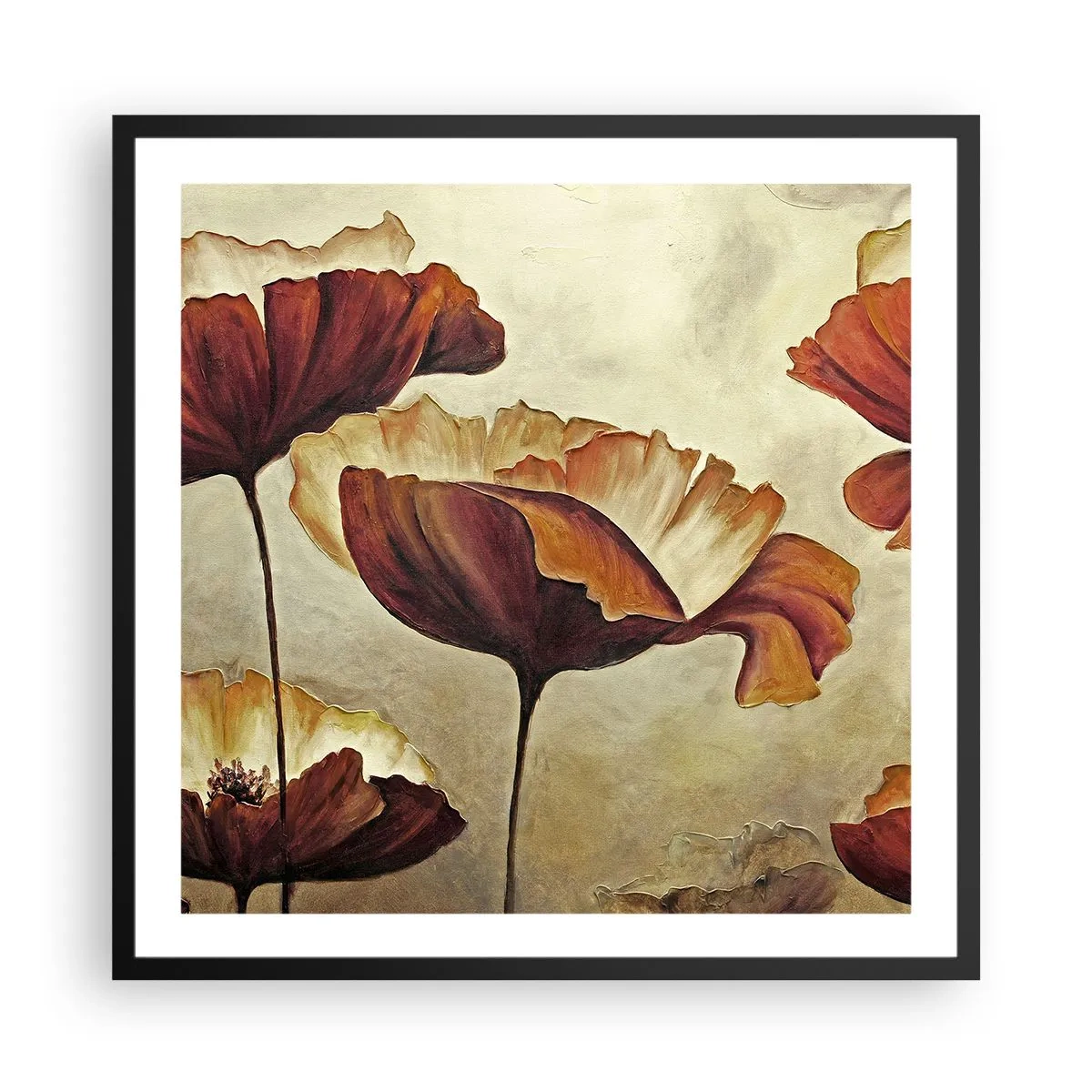 Affiche dans un cadre noir - Poster - À la lisière des champs - 60x60 cm