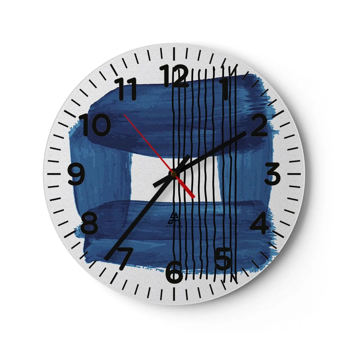 Horloge murale - Pendule murale - Composition noire-bleue - 40x40 cm