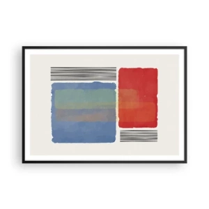 Affiche dans un cadre noir - Poster - Composition géométrique avec des blocs et des lignes colorés - 100x70cm - Esprit et lettre de la géométrie - Décoration murale moderne pour le salon et la chambre ARTTOR