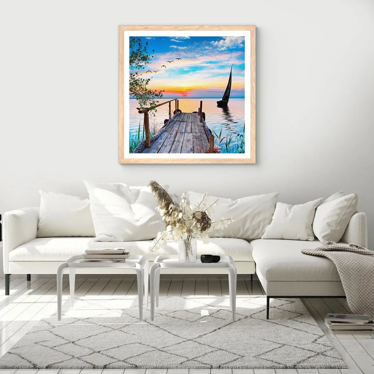 Affiche dans un chêne clair - Poster - Bonsoir! - 30x30 cm