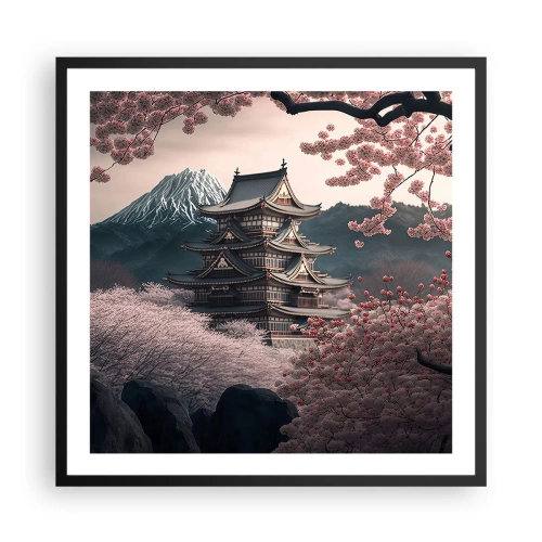 Affiche dans un cadre noir - Poster - Le pays des cerisiers en fleurs - 60x60 cm