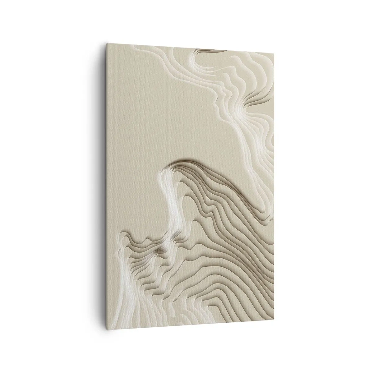 Impression sur toile - Image sur toile - Un motif abstrait dans des tons beiges avec un effet linéaire. - 80x120cm - Topographie artistique - Décoration murale moderne pour le salon et la chambre ARTTOR
