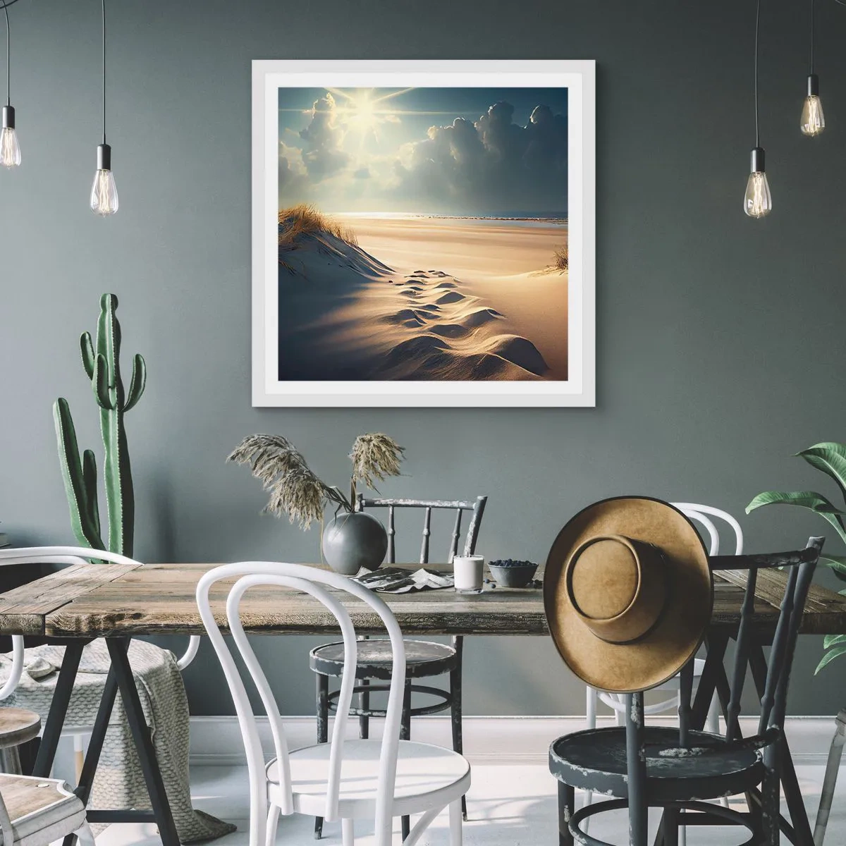 Affiche dans un cadre blanc - Poster - Un paysage apaisant - 30x30 cm