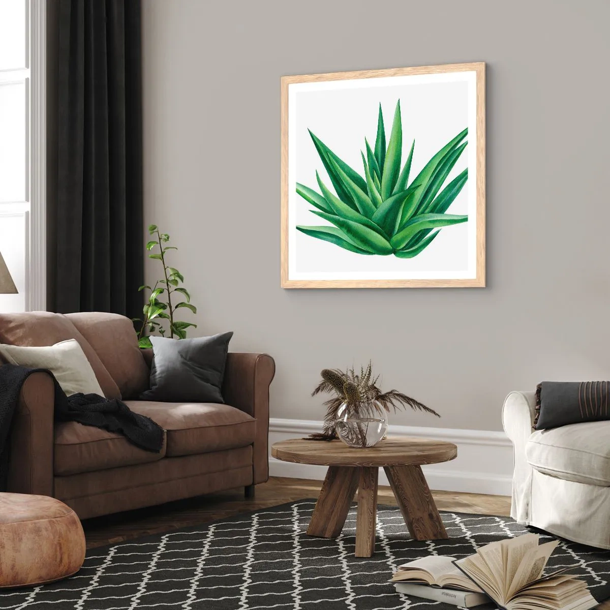 Affiche dans un chêne clair - Poster - Vert – force – vie - 40x40 cm