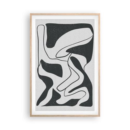 Affiche dans un chêne clair - Poster - Amusement de labyrinthe abstrait - 61x91 cm