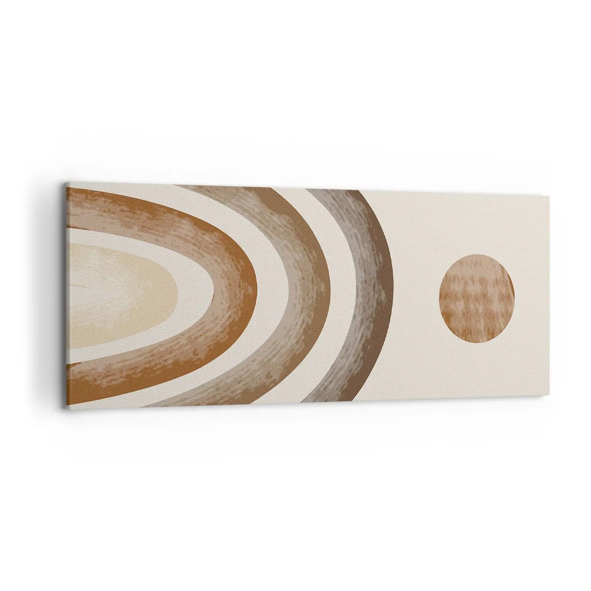 Impression sur toile - Image sur toile - Motif planétaire géométrique dans les tons de marron - 120x50cm - Dans une galaxie lointaine - Décoration murale moderne pour le salon et la chambre ARTTOR