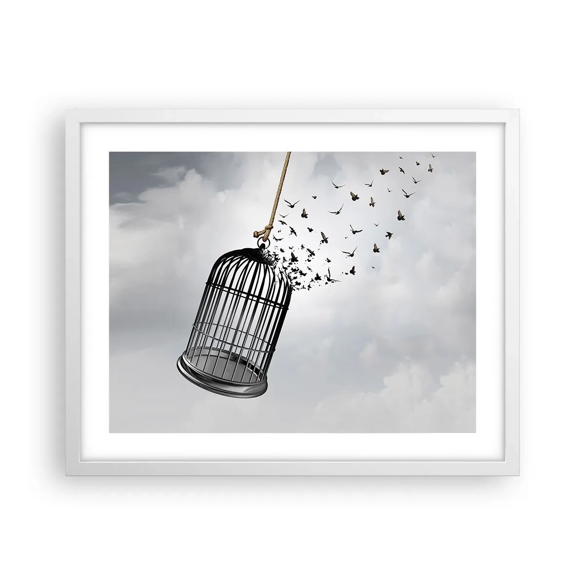 Affiche dans un cadre blanc - Poster - Foie...Espoir...Liberté! - 50x40 cm