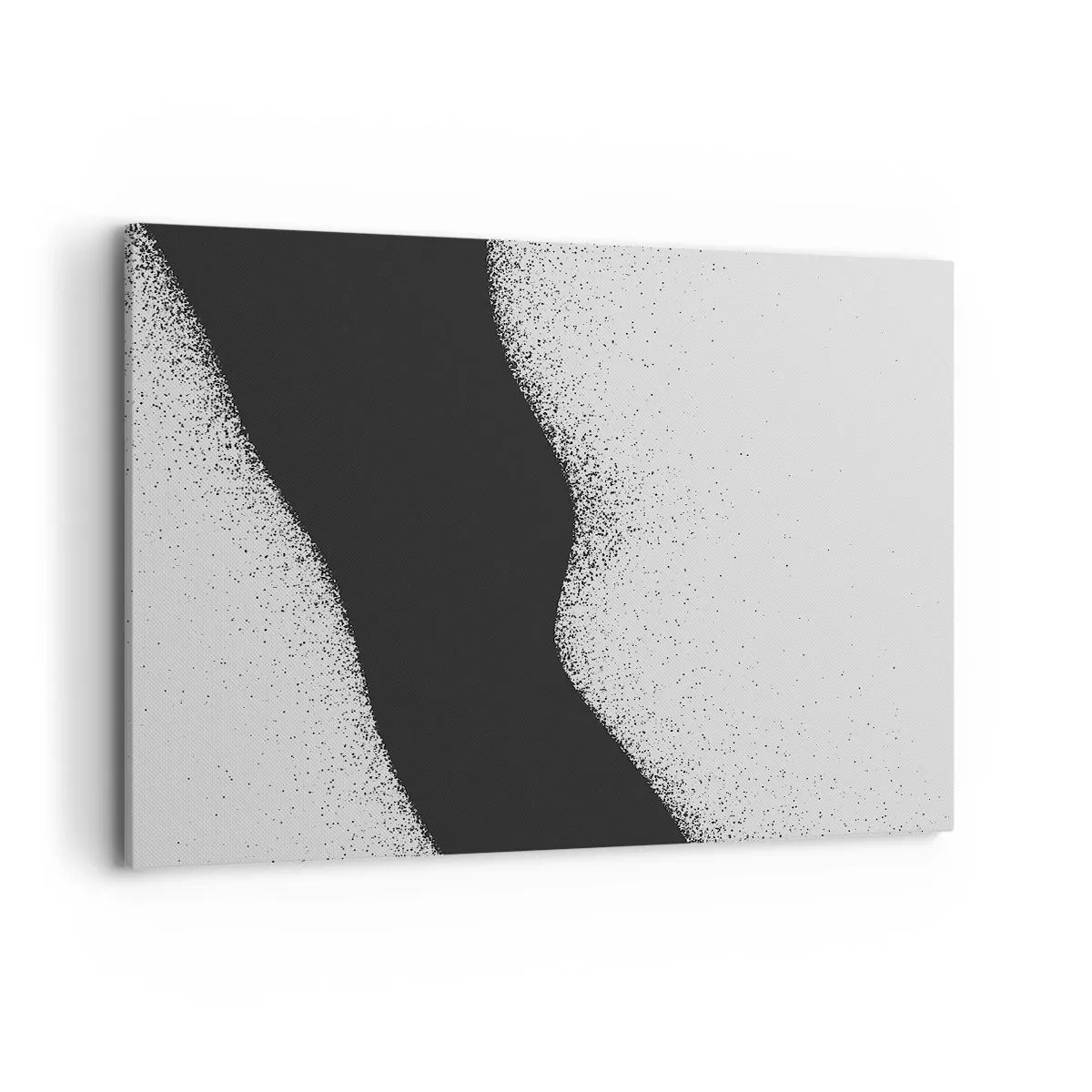 Impression sur toile - Image sur toile - Motif abstrait noir et blanc avec des points délicats sur toile - 120x80cm - Équilibre fluide - Décoration murale moderne pour le salon et la chambre ARTTOR