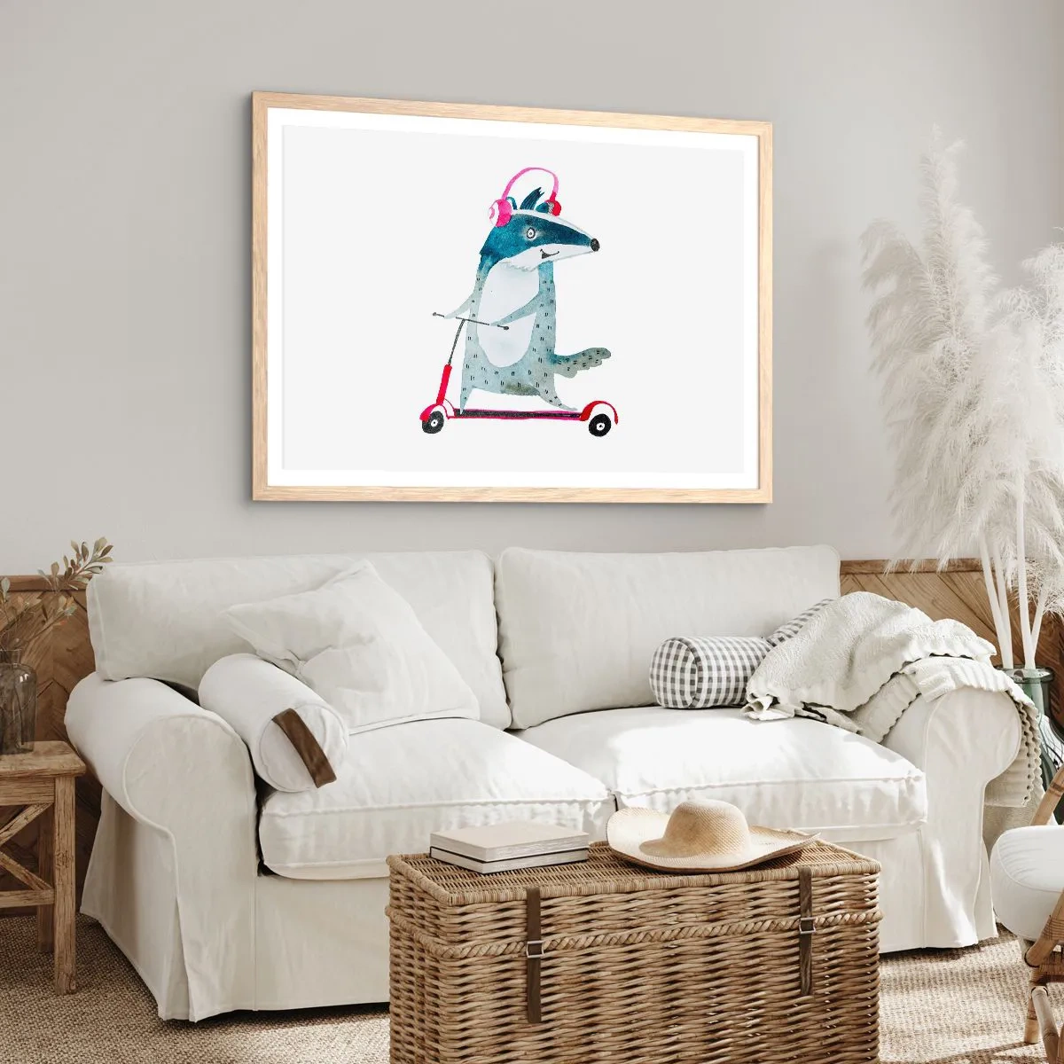 Affiche dans un chêne clair - Poster - La joie du blaireau - 40x30 cm