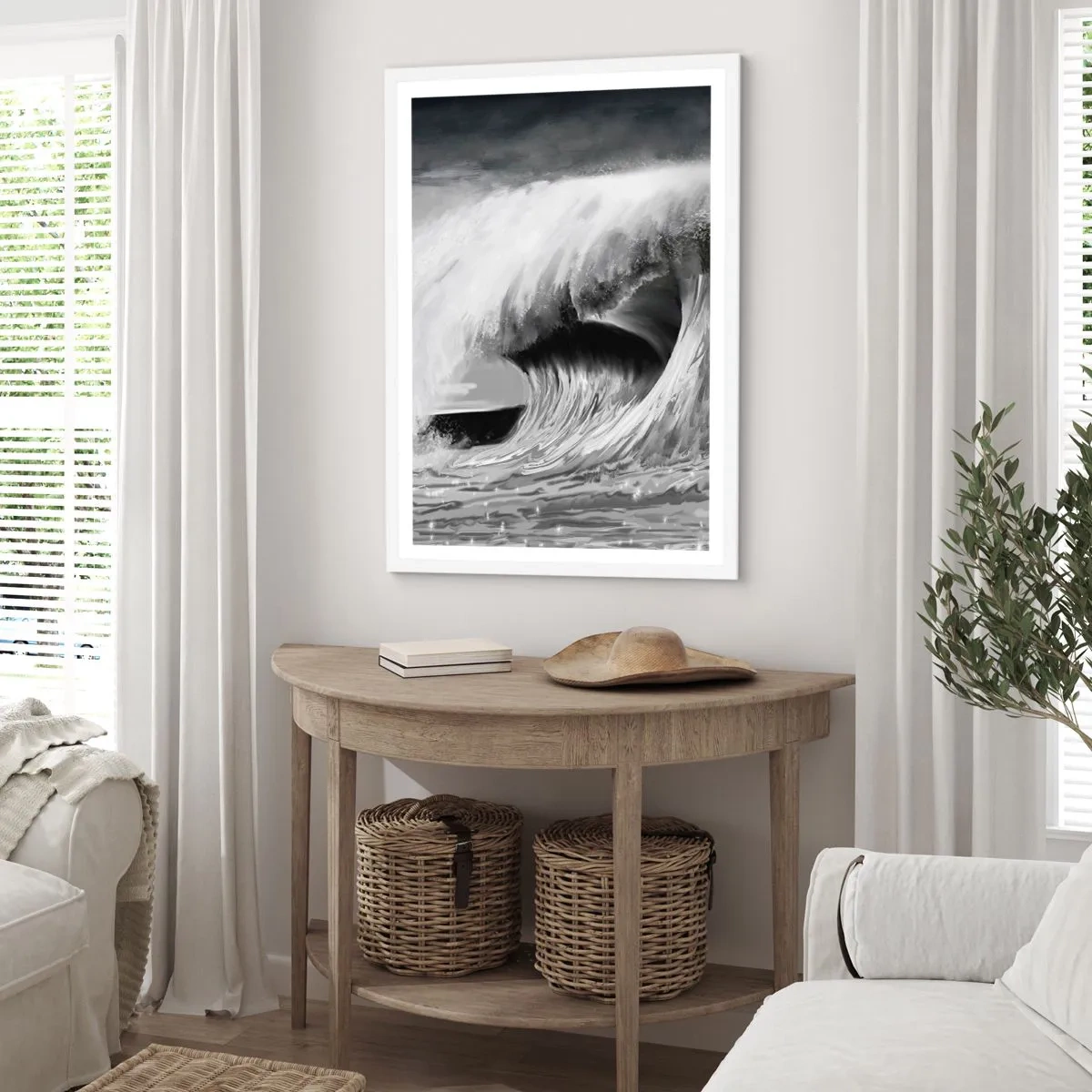 Affiche dans un cadre blanc - Poster - La colère de l'océan - 61x91 cm
