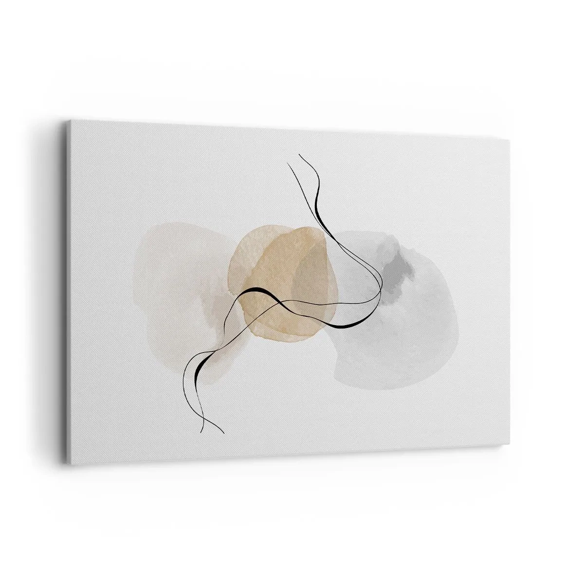 Impression sur toile - Image sur toile - Abstraction minimaliste dans les tons beige et gris - 100x70cm - Perles d'air - Décoration murale moderne pour le salon et la chambre ARTTOR