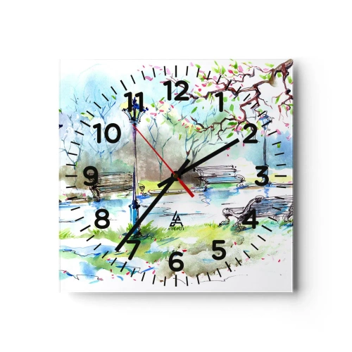 Horloge murale - Pendule murale - Le charme du silence d'un parc - 30x30 cm