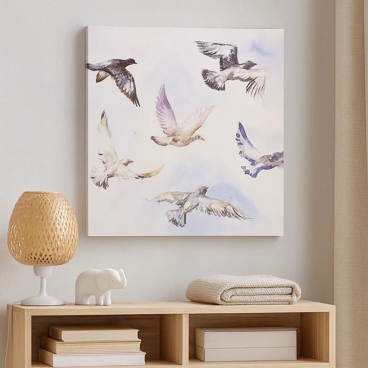 Impression sur toile - Image sur toile - Liberté en gris et bleu - 30x30 cm