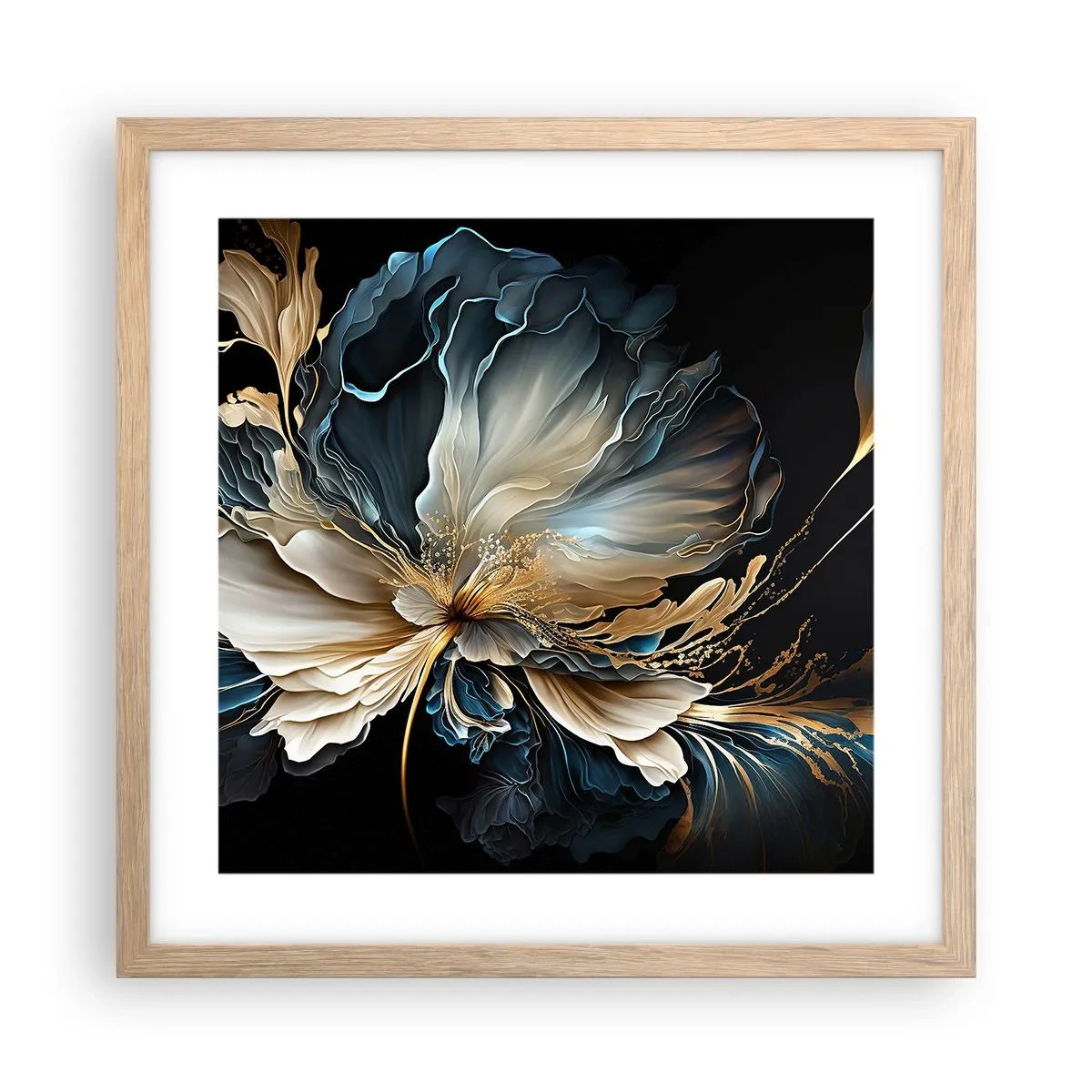 Affiche dans un chêne clair - Poster - Fleur de fougère de conte de fées - 40x40 cm