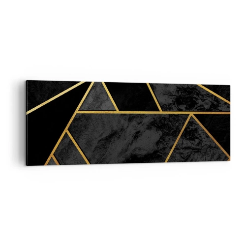 Impression sur toile - Image sur toile - Motif géométrique doré sur fond noir - 140x50cm - Obscurité et éclat - Décoration murale moderne pour le salon et la chambre ARTTOR
