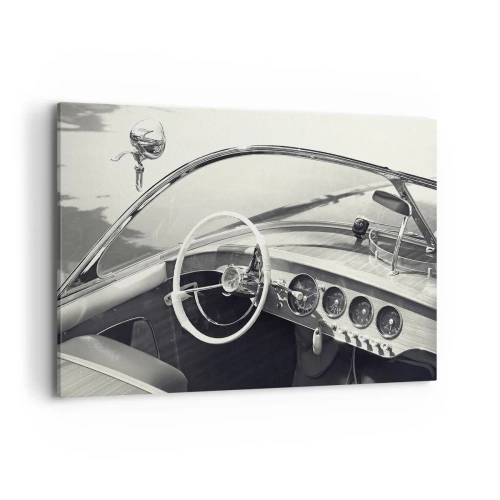 Impression sur toile - Image sur toile - Intérieur de voiture classique de style monochrome - 100x70cm - Temps pour riche - Décoration murale moderne pour le salon et la chambre ARTTOR
