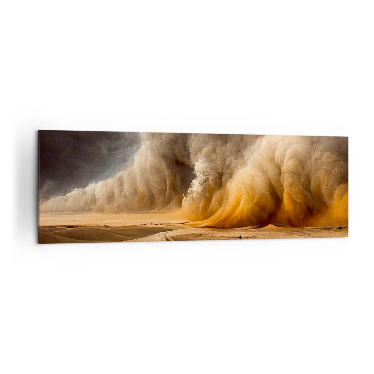 Impression sur toile - Image sur toile - Impressionnante tempête de sable dans le désert - 160x50cm - La colère du désert - Décoration murale moderne pour le salon et la chambre ARTTOR