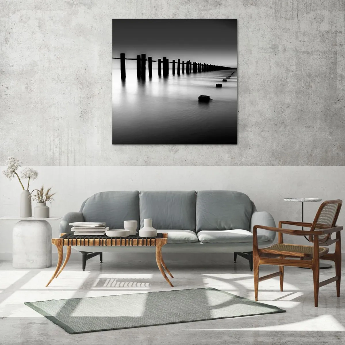 Impression sur verre - Image sur verre - Distance grise dans le brouillard - 50x50 cm