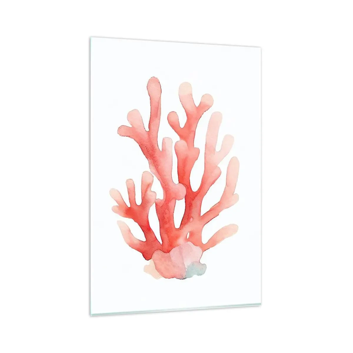 Impression sur verre - Image sur verre - Une illustration subtile de corail dans des tons pastel - 80x120cm - Corail couleur corail - Décoration murale moderne pour le salon et la chambre ARTTOR