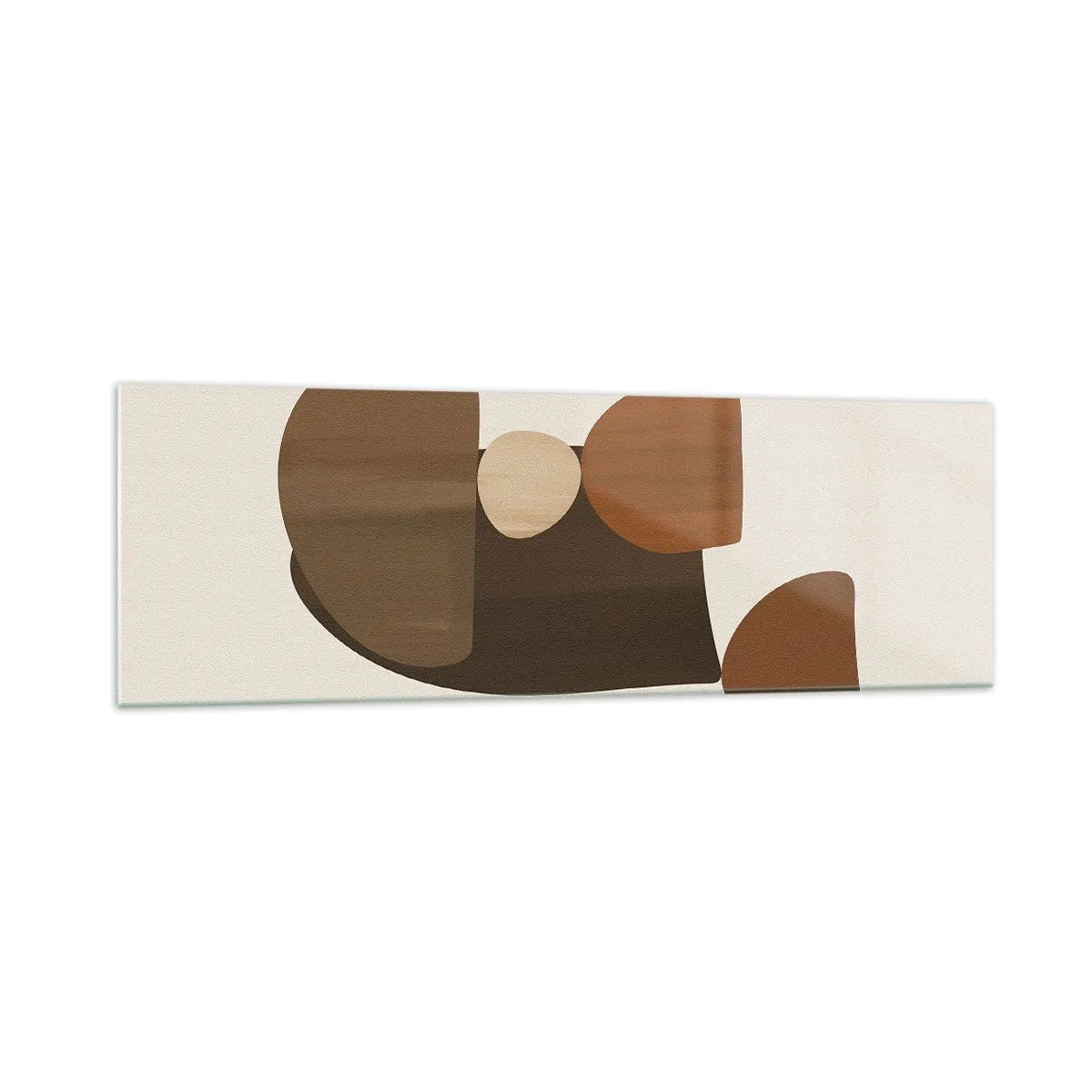 Impression sur verre - Image sur verre - Composition abstraite dans les tons marron et beige - 160x50cm - Composition de marrons - Décoration murale moderne pour le salon et la chambre ARTTOR