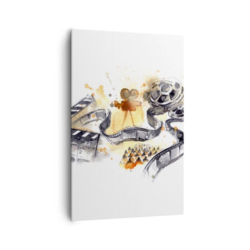 Impression sur toile - Image sur toile - Le symbolisme du cinéma avec une pellicule dans une aquarelle artistique - 80x120cm - Au pays des rêves - Décoration murale moderne pour le salon et la chambre ARTTOR