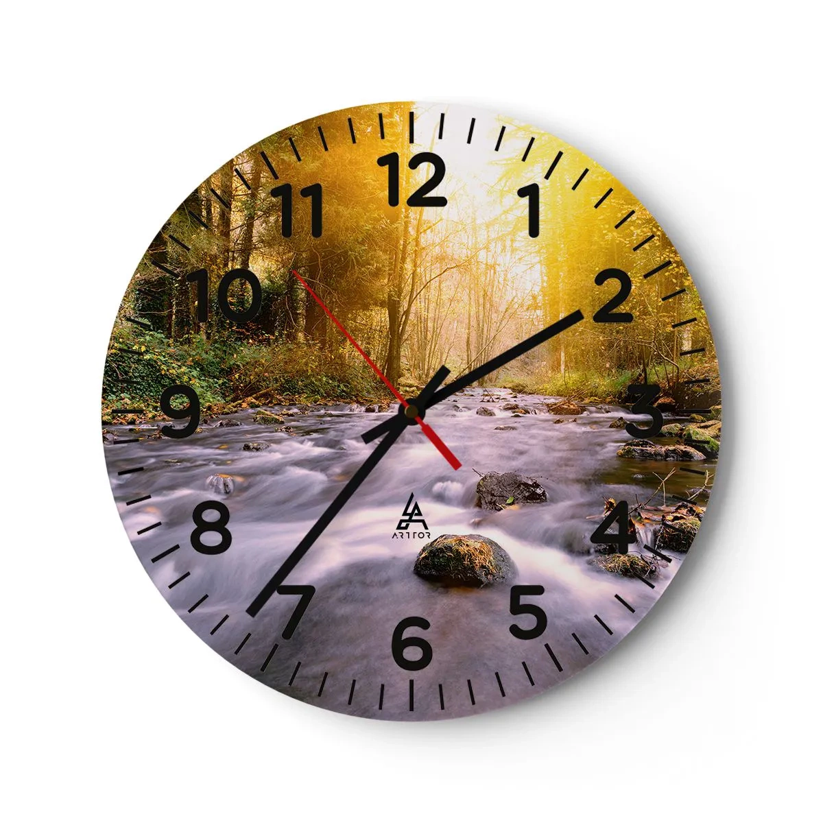 Horloge murale - Pendule murale - Malachite dans un cadre argent et or - 40x40 cm