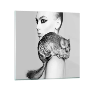 Impression sur verre - Image sur verre - Dame au chinchilla - 70x70 cm