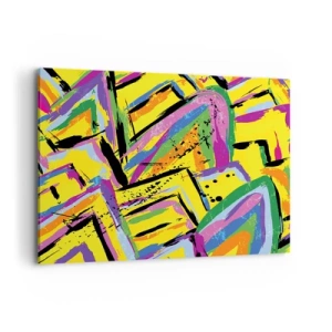 Impression sur toile - Image sur toile - Abstraction vivante aux couleurs vives et aux formes dynamiques - 100x70cm - Jusqu'à ce qu'il crie de joie - Décoration murale moderne pour le salon et la chambre ARTTOR