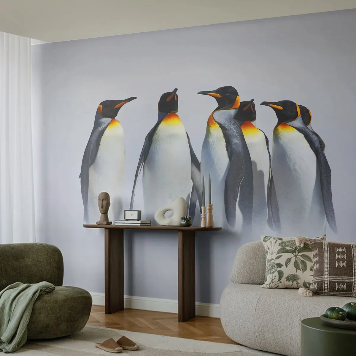 Papier Peint Autocollant Deluxe Sticker - Rencontre en robes de soirée - Animaux, manchot, Nature - 250x175 cm