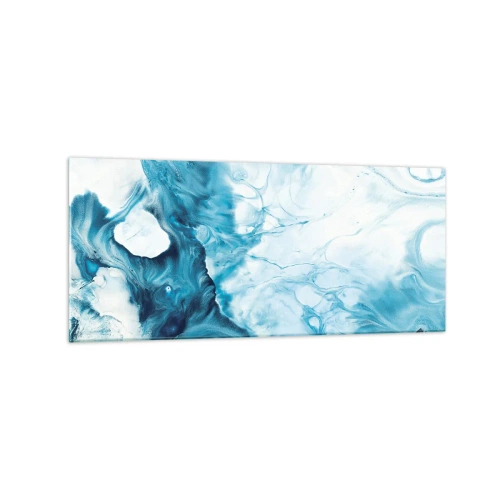 Impression sur verre - Image sur verre - Motif abstrait dans les tons de bleu - 120x50cm - Concert de bleu - Décoration murale moderne pour le salon et la chambre ARTTOR