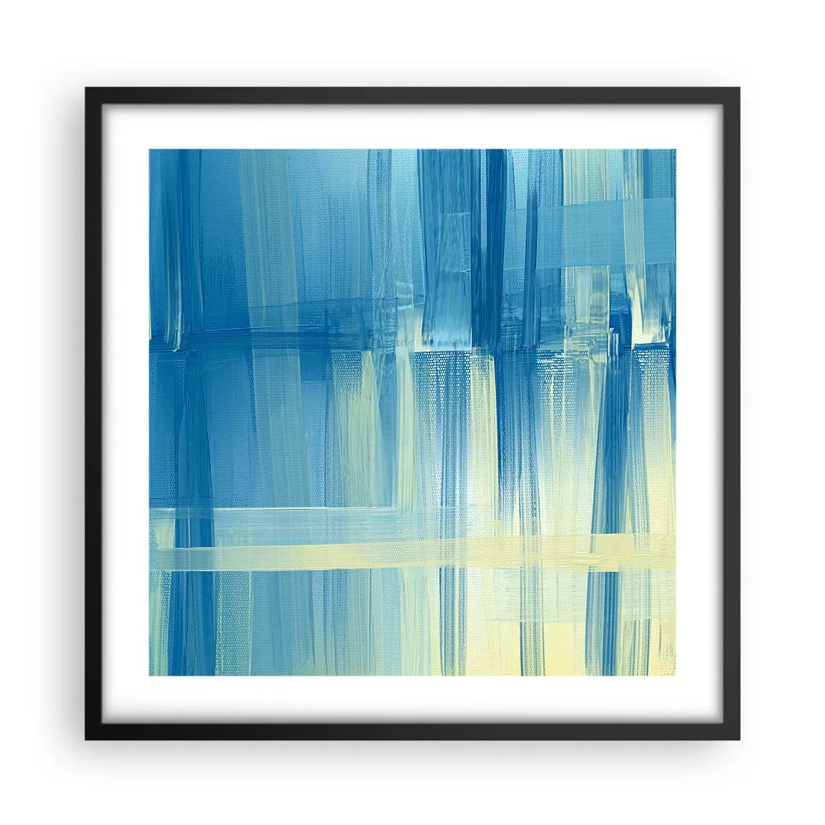 Affiche dans un cadre noir - Poster - Composition en turquoise - 50x50 cm