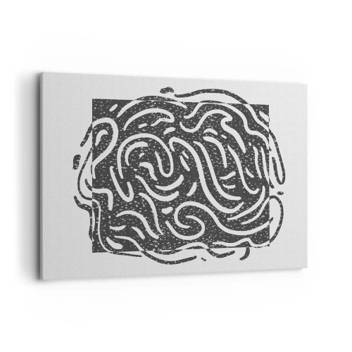 Impression sur toile - Image sur toile - Abstraction en noir et blanc dans un style géométrique - 120x80cm - Abstraction : la danse de la joie - Décoration murale moderne pour le salon et la chambre ARTTOR