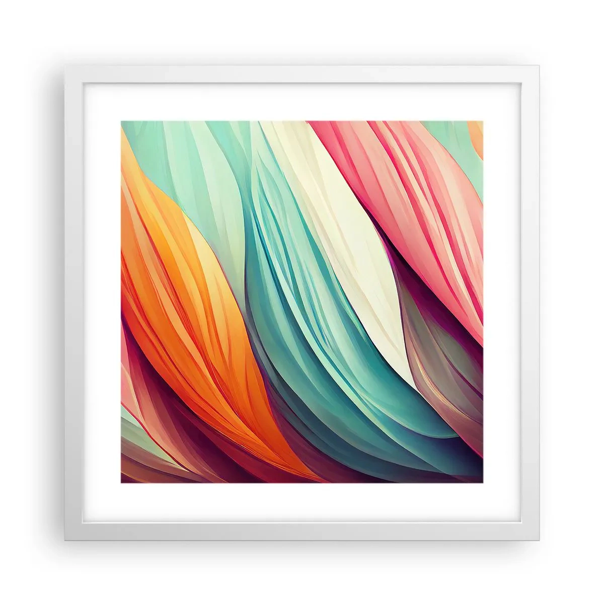 Affiche dans un cadre blanc - Poster - Tissage arc-en-ciel - 40x40 cm