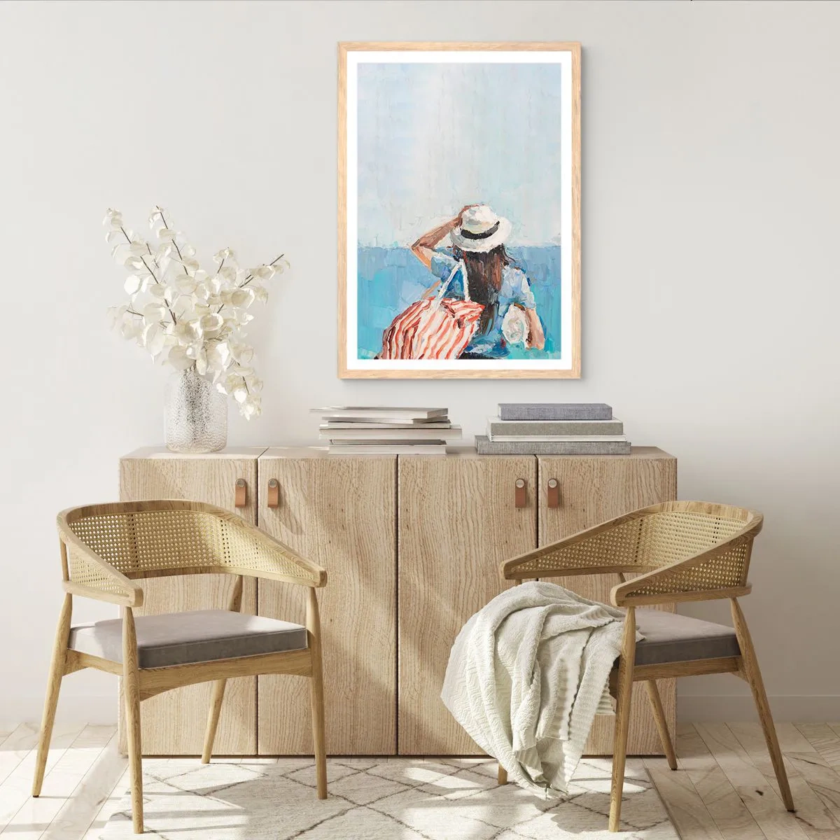 Affiche dans un chêne clair - Poster - Bienvenue à vos vacances - 70x100 cm