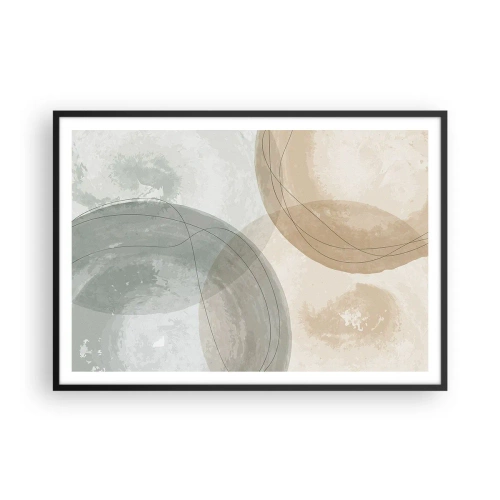 Affiche dans un cadre noir - Poster - Composition abstraite aux couleurs pastel avec des lignes - 100x70cm - Mondes pénétrants - Décoration murale moderne pour le salon et la chambre ARTTOR