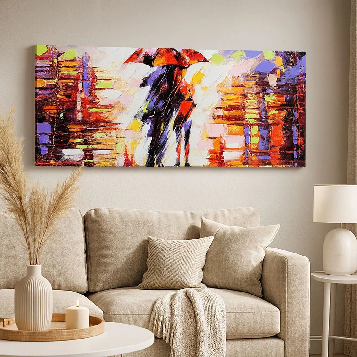 Impression sur toile - Image sur toile - Ensemble à travers la nuit et la pluie - 100x40 cm