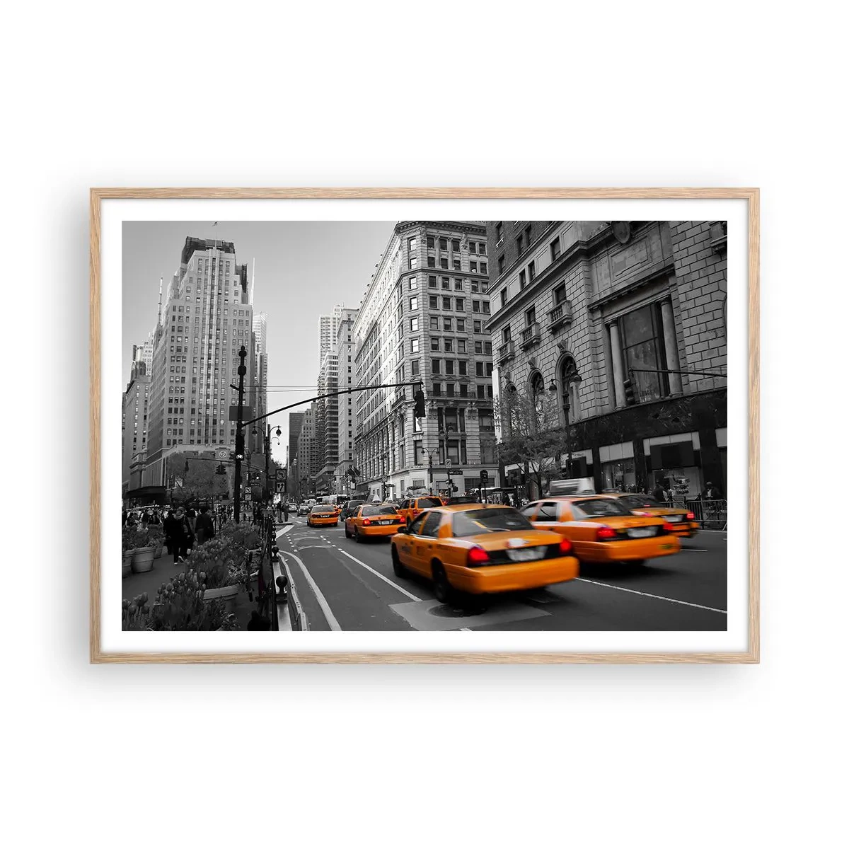 Affiche dans un chêne clair - Poster - Soleil des grandes villes - 100x70 cm