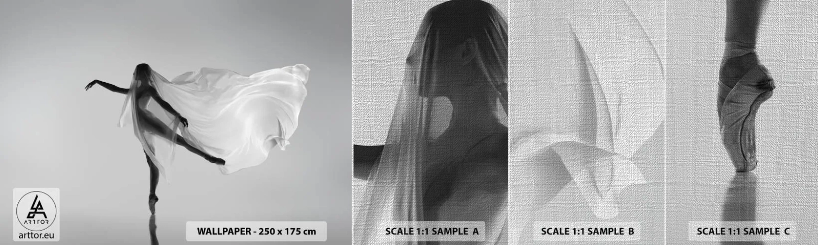 Échantillon de Papier Peint Premium Canvas - Légèreté et grâce - Femme, Danse, Modèle - 100x30 cm