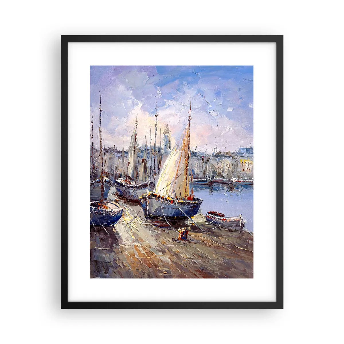 Affiche dans un cadre noir - Poster - Une ville au bord de la baie - 40x50 cm