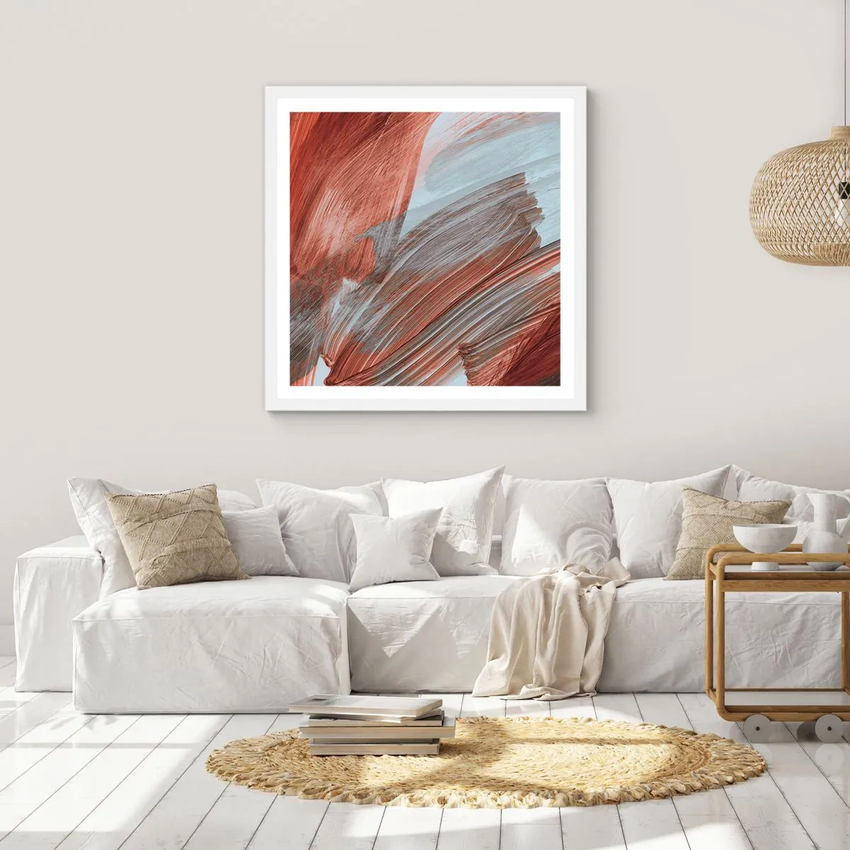 Affiche dans un cadre blanc - Poster - Abstraction venteuse et automnale - 30x30 cm