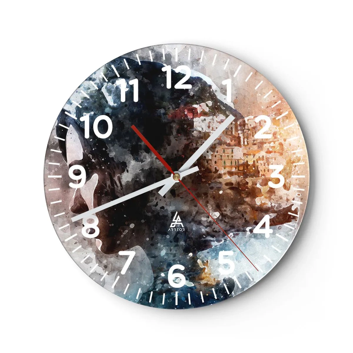 Horloge murale - Pendule murale - L'histoire d'une fille avec une ville en arrière-plan - 30x30 cm