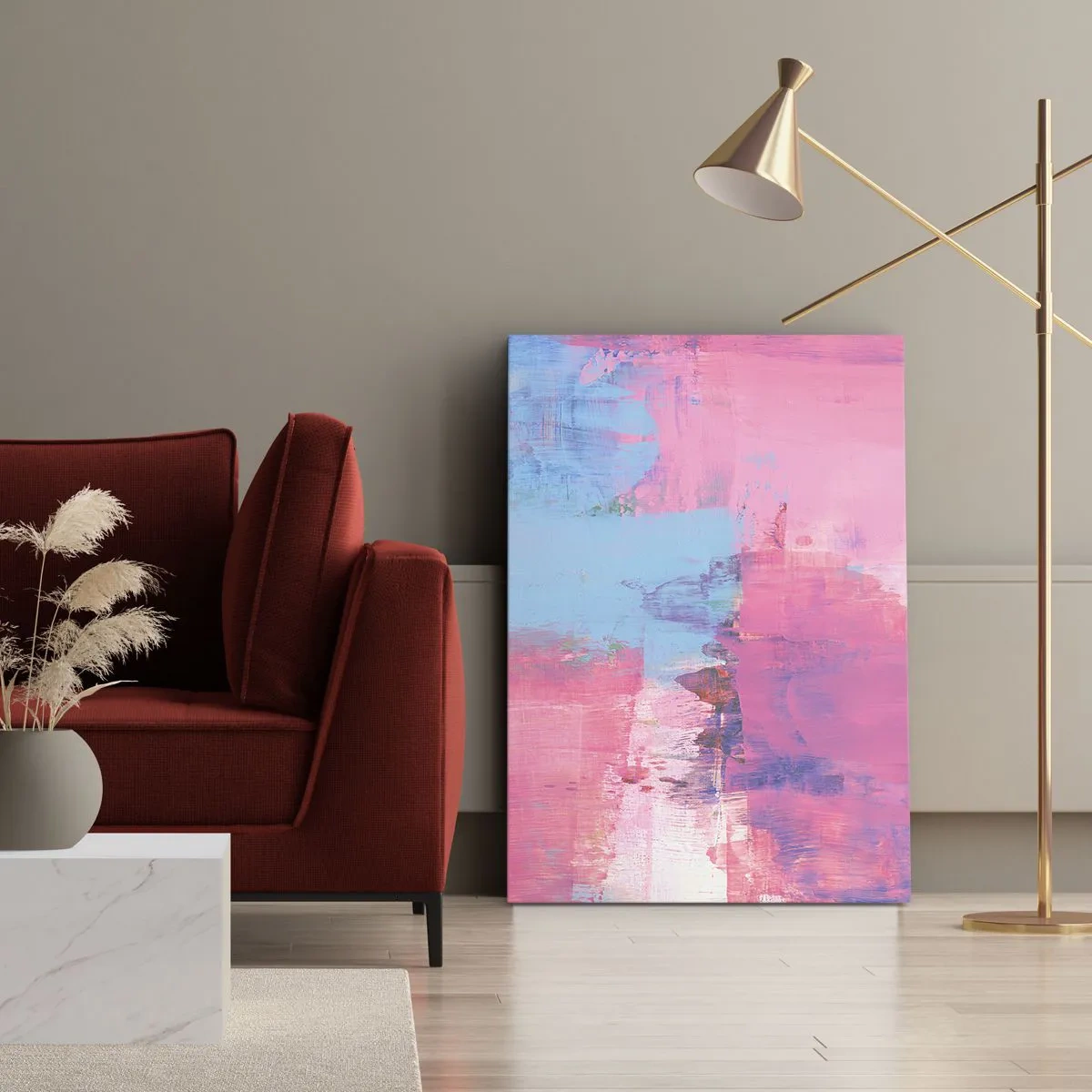 Impression sur toile - Image sur toile - Du rose, du bleu et une pincée de lumière - 55x100 cm