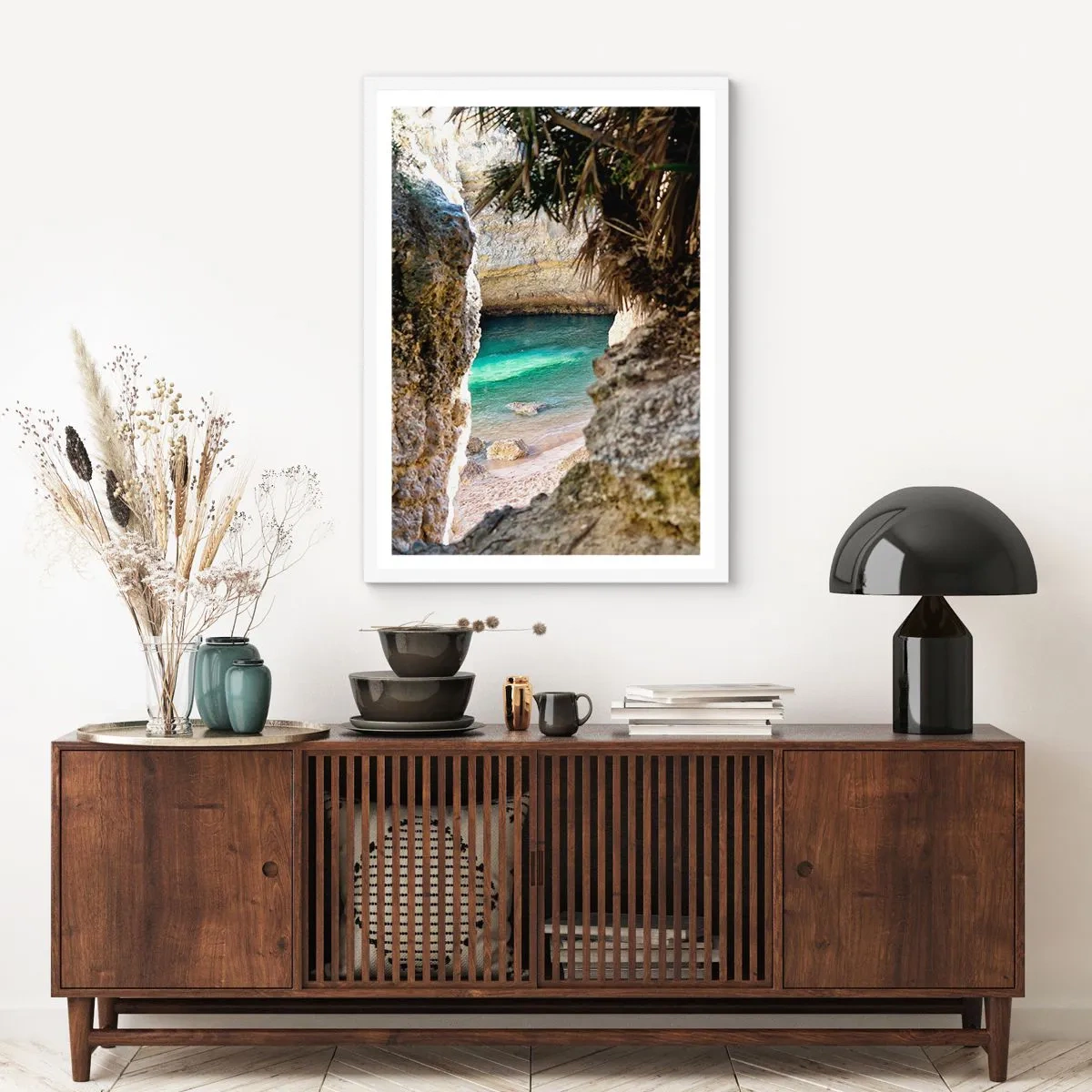 Affiche dans un cadre blanc - Poster - Baie turquoise - 61x91 cm