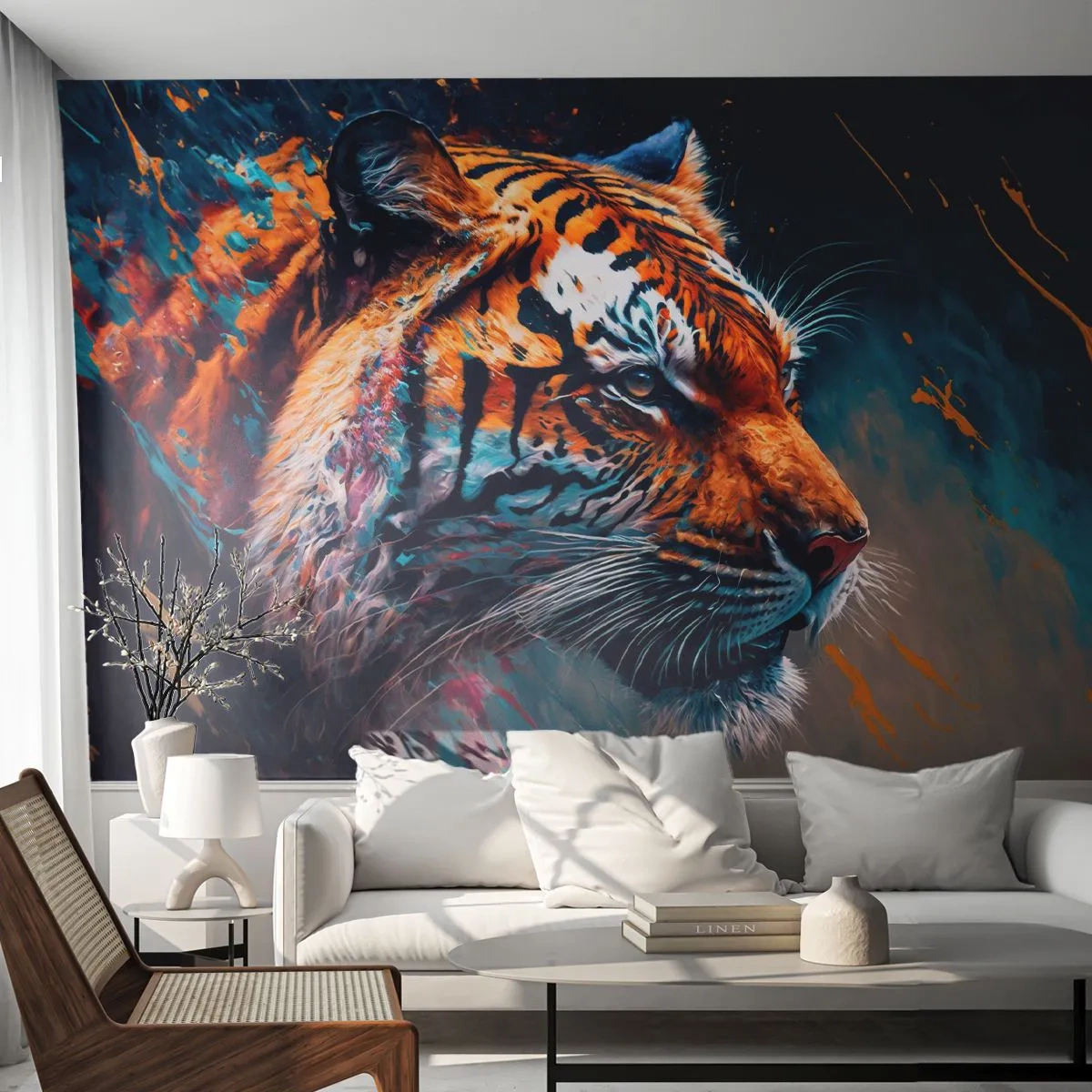 Papier Peint Photo Premium Canvas - Beauté sauvage - Tigre, Coloré, Animal - 250x175 cm