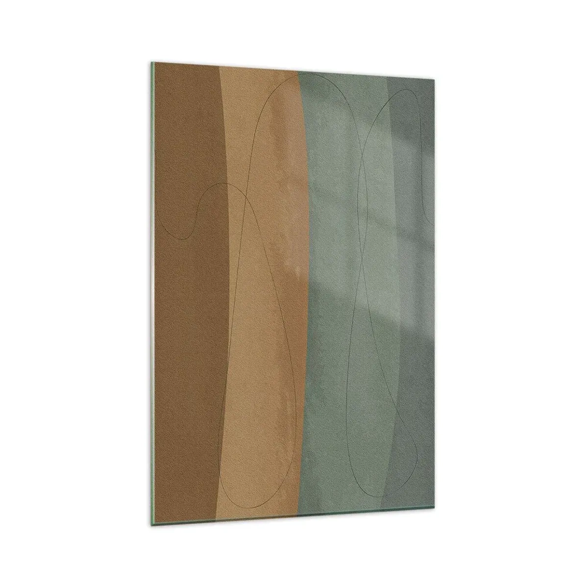 Impression sur verre - Image sur verre - Composition abstraite dans des tons de terre naturels - 80x120cm - Composition horizontale - Décoration murale moderne pour le salon et la chambre ARTTOR