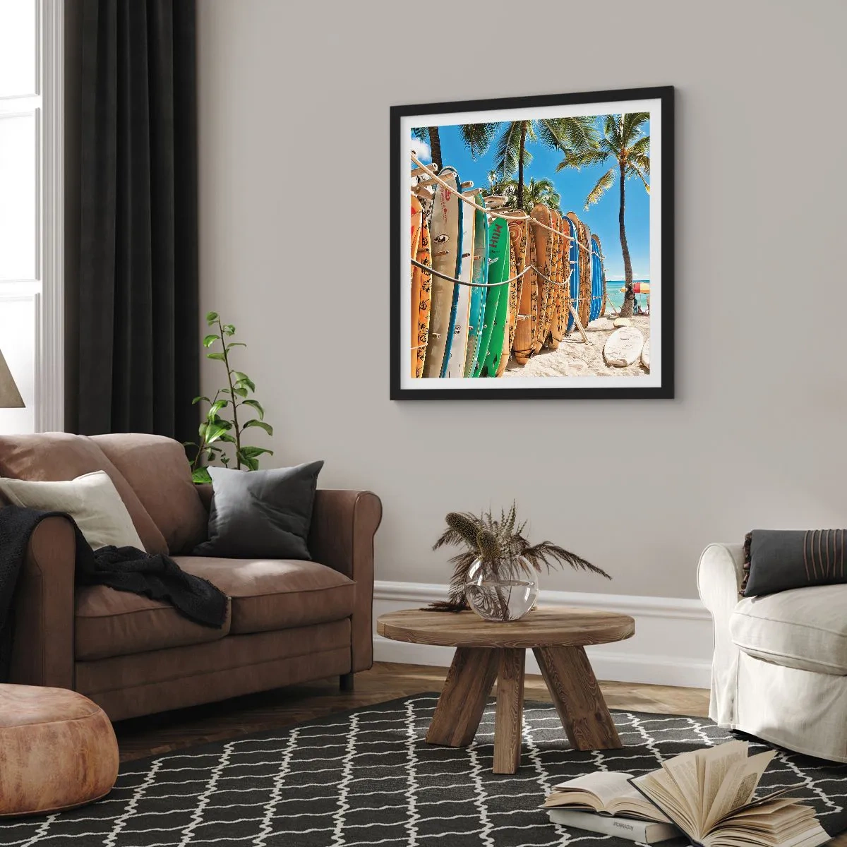 Affiche dans un cadre noir - Poster - Jeux ensoleillés - 40x40 cm