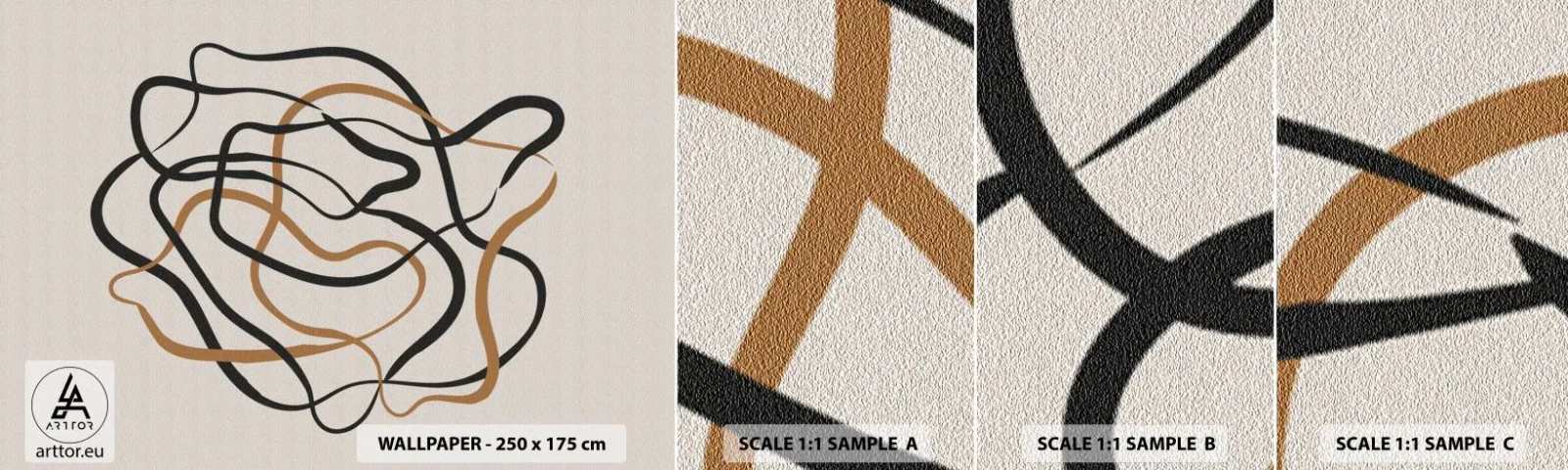 Échantillon De Papier Peint Standard Eco - Tout s'est mal déroulé - Bohème, Abstraction, Lignes - 100x30 cm