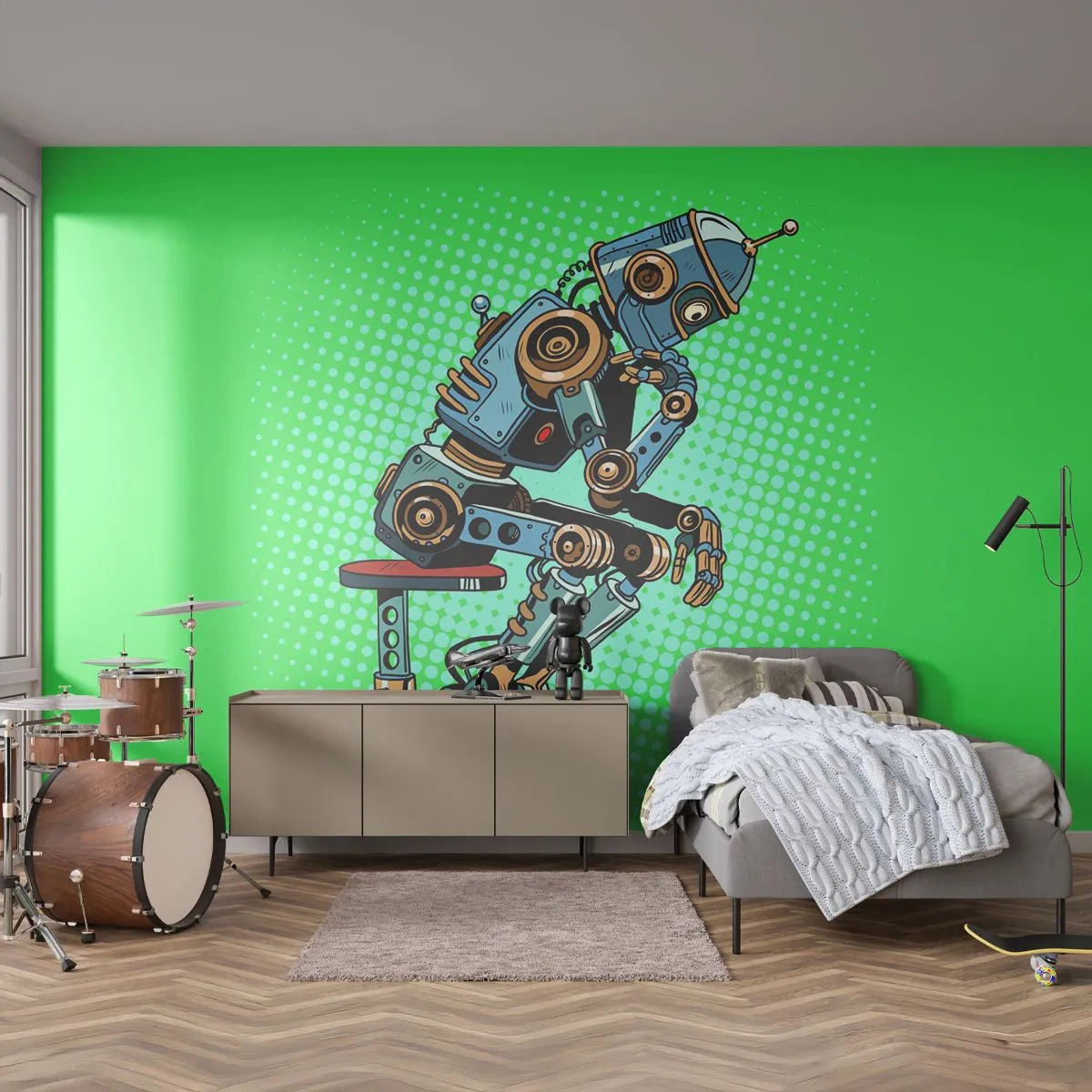 Papier Peint Autocollant Deluxe Sticker - Au-dessus de l'essence de l'être - Abstraction, Robot intelligent, Pour les enfants - 250x175 cm